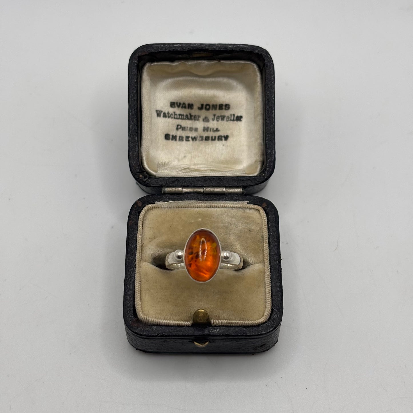 Silver Amber Ring