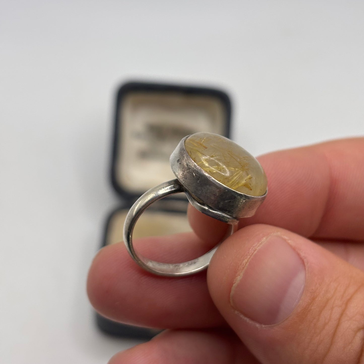 Silver Rutilated Quartz Ring (O)
