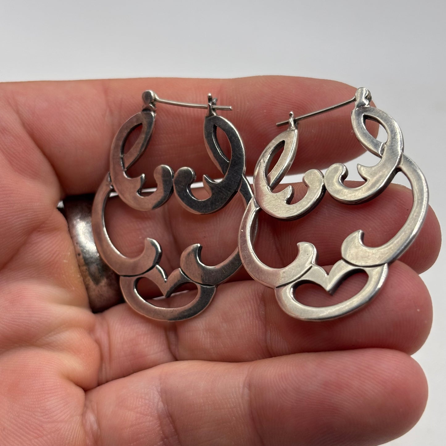 Silver Unusual Hoops (40mm)