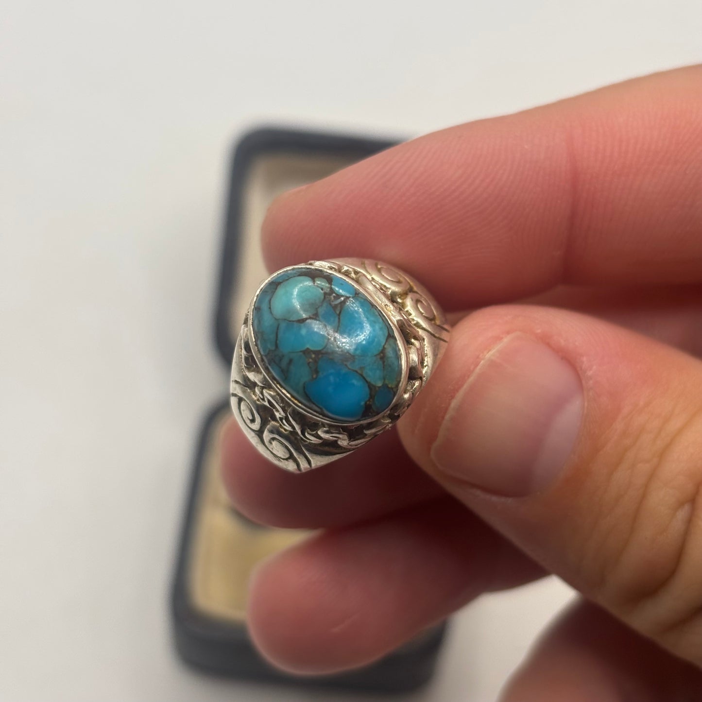 Silver Copper Turquoise Ring (N)