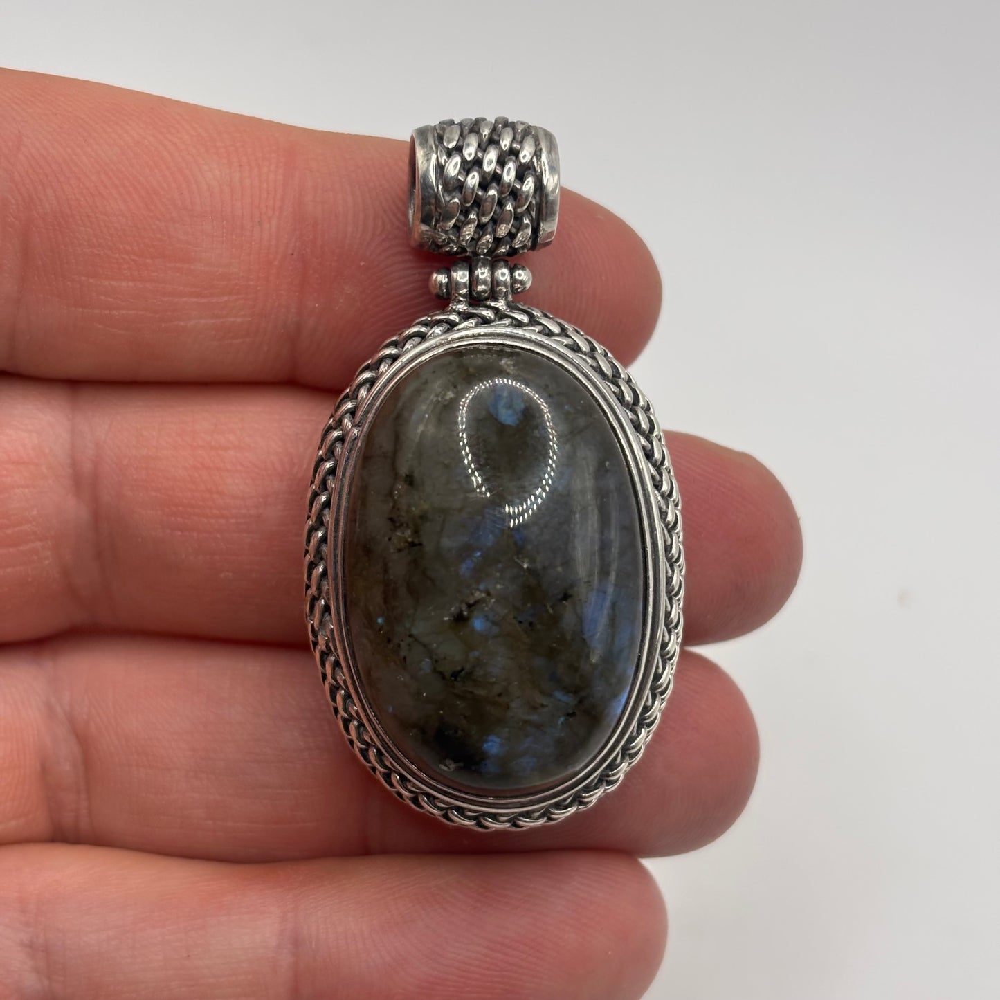 Silver Heavy Labradorite Pendant