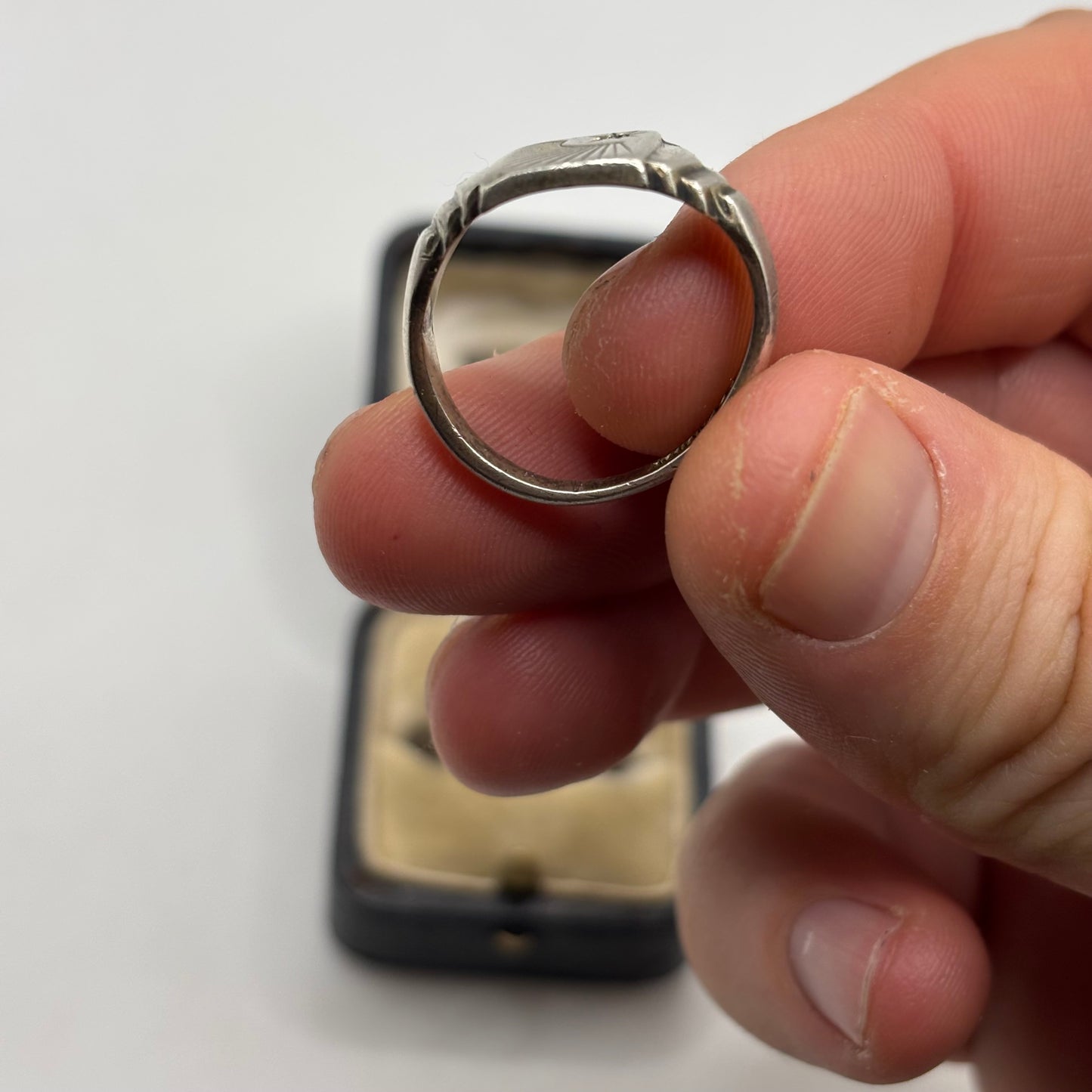 Silver Vintage Gold On Silver Signet Ring (R)