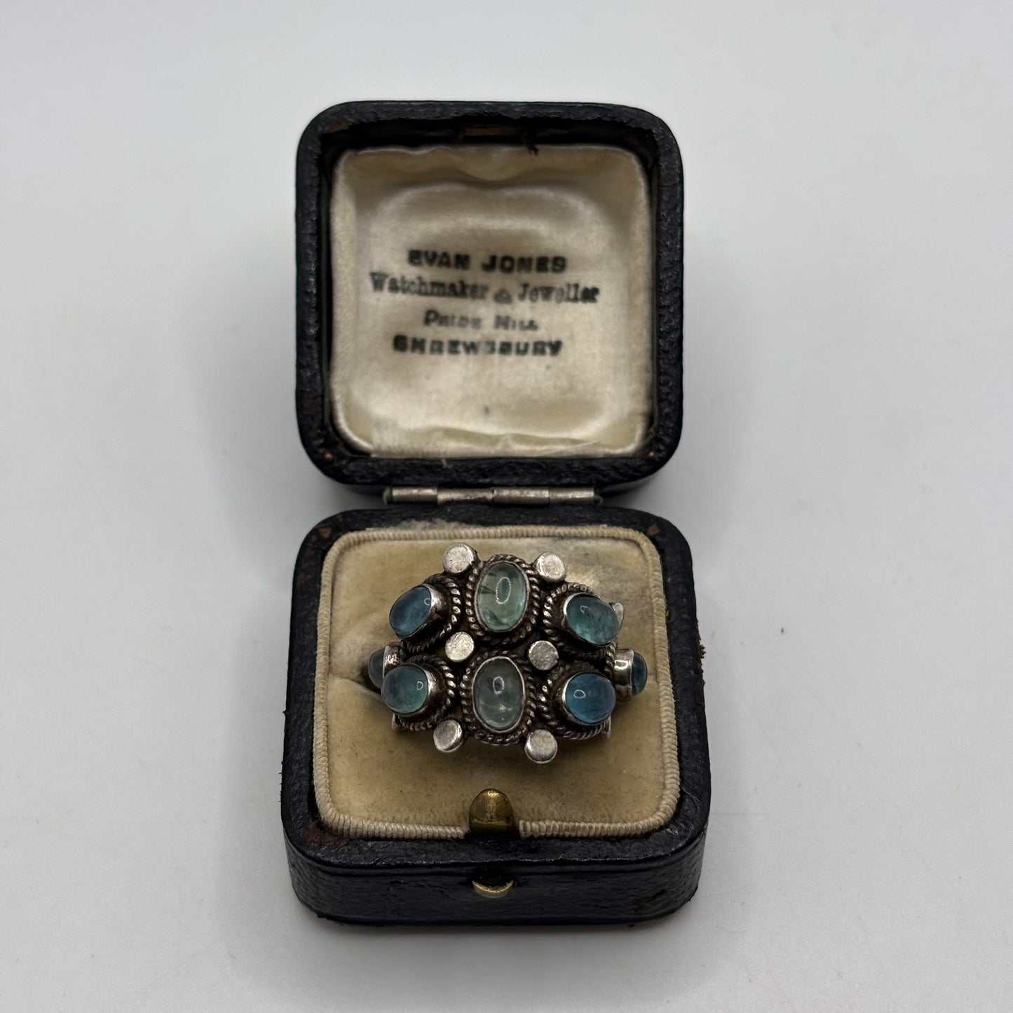 Silver Unusual Blue Stoned Ring (M)