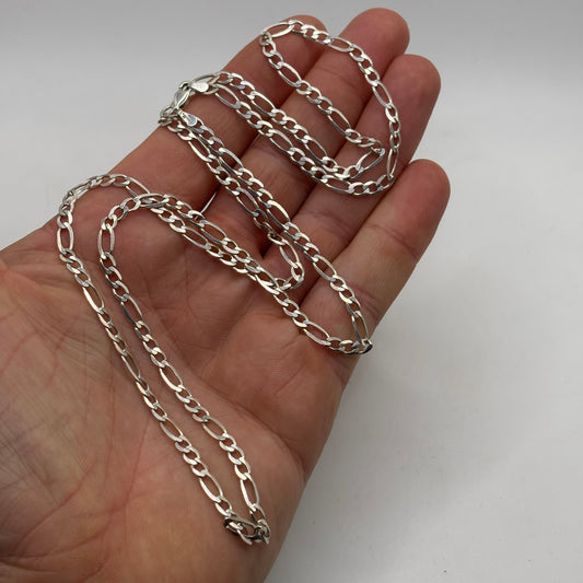 Silver 26” Figaro Chain Necklace