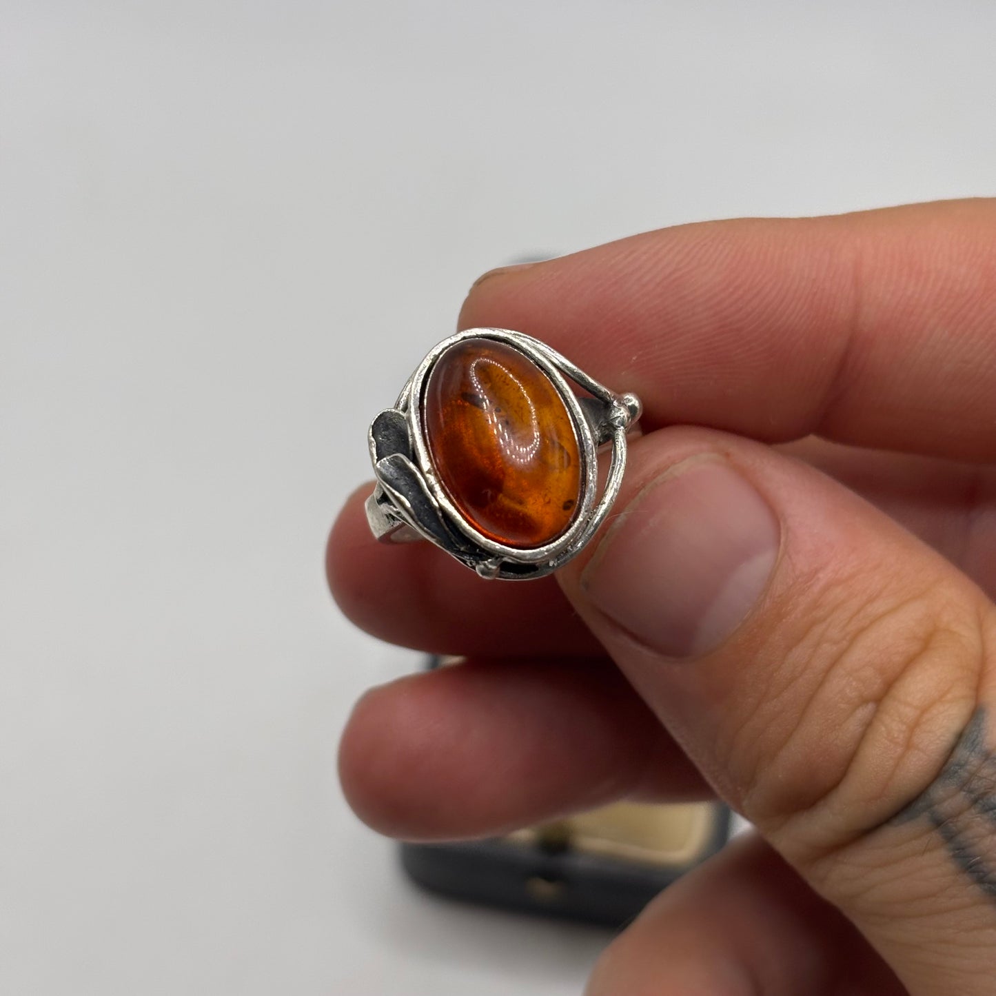 Silver Baltic Amber Ring