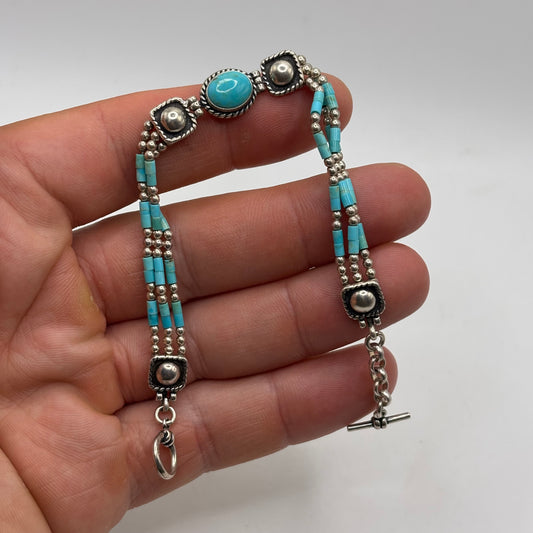 Silver 7” Native American Bracelet