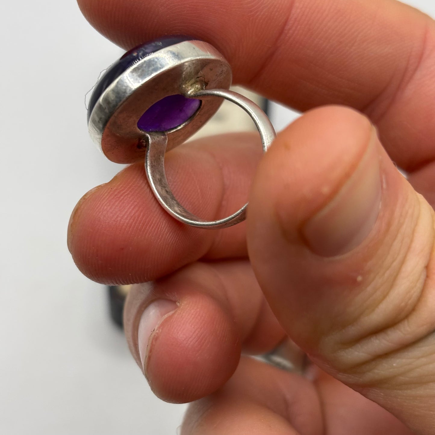 Silver Large Amethyst Ring