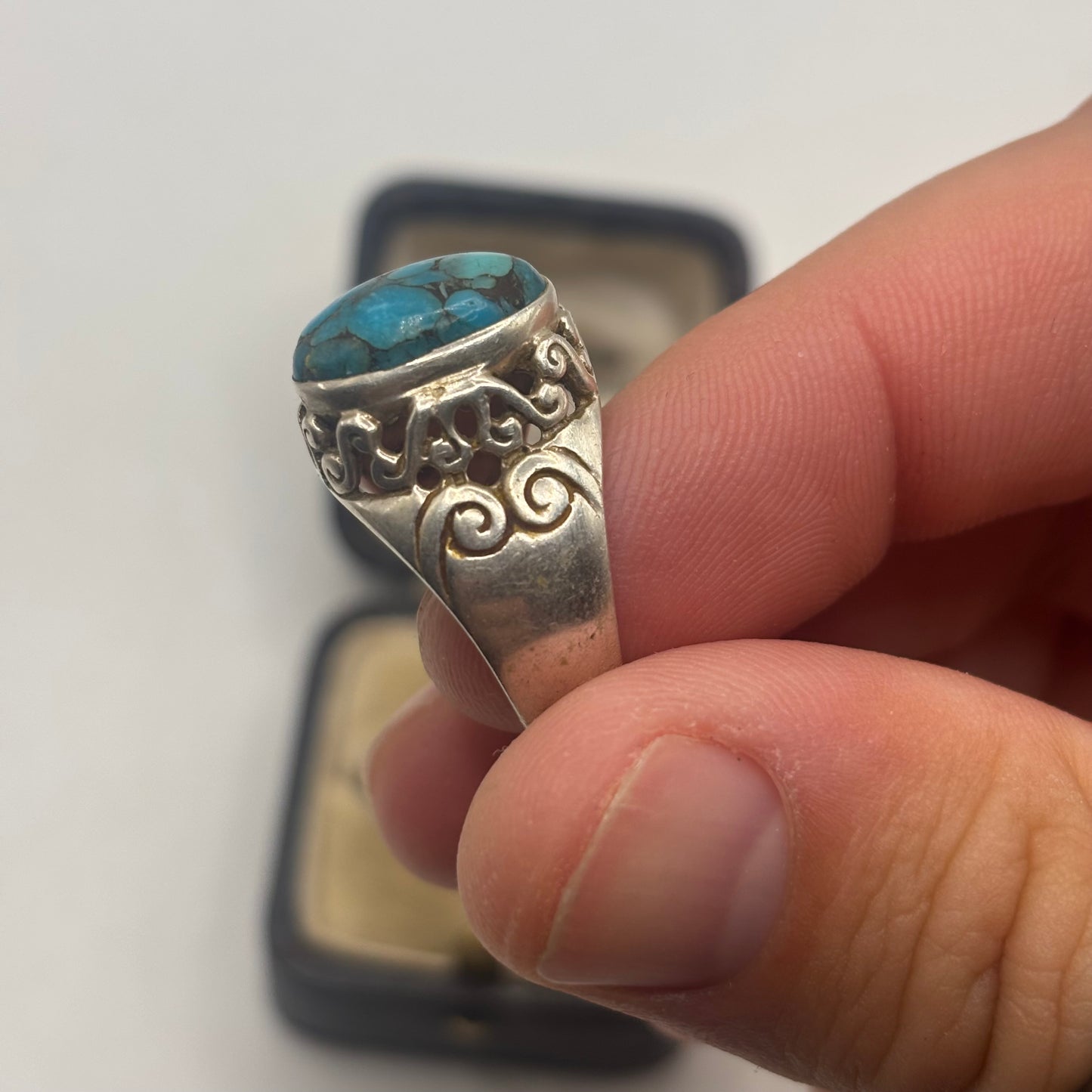 Silver Copper Turquoise Ring (N)