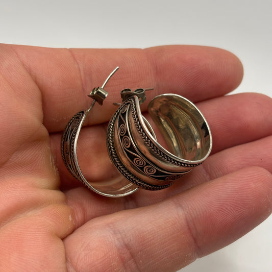 Silver Indian Hoop Earrings