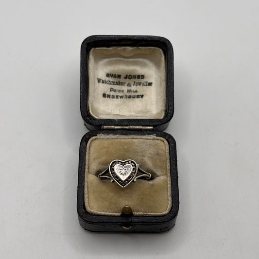 Silver Regal Rose Heart Ring