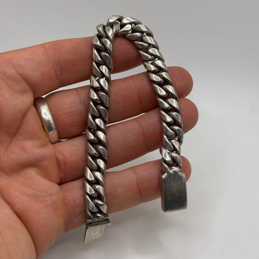 Silver 7” Heavy Cuban Link Bracelet