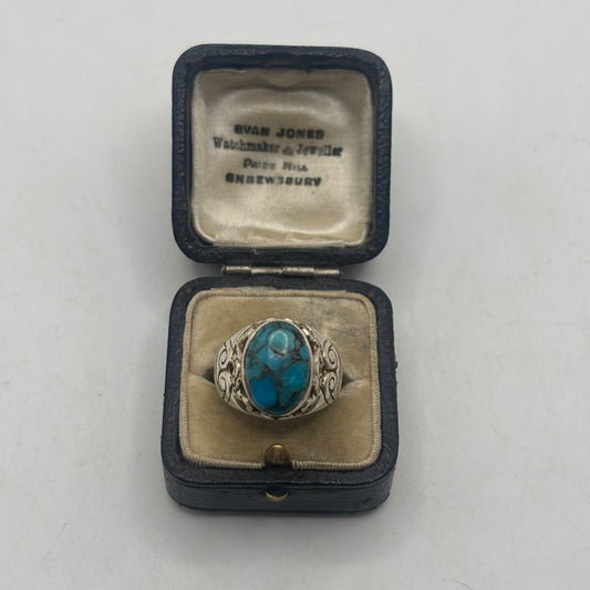 Silver Copper Turquoise Ring (N)
