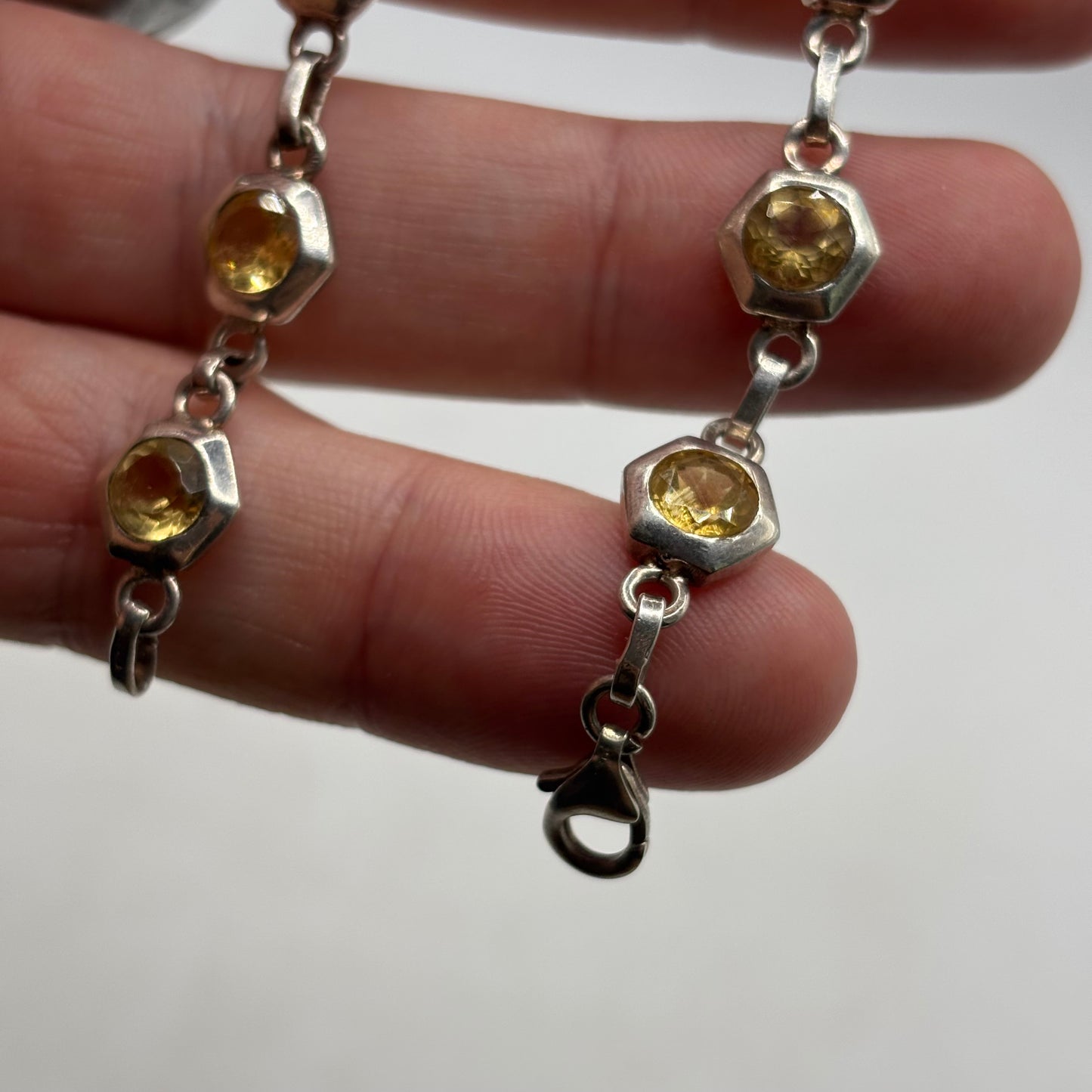 Silver 8” Citrine Bracelet