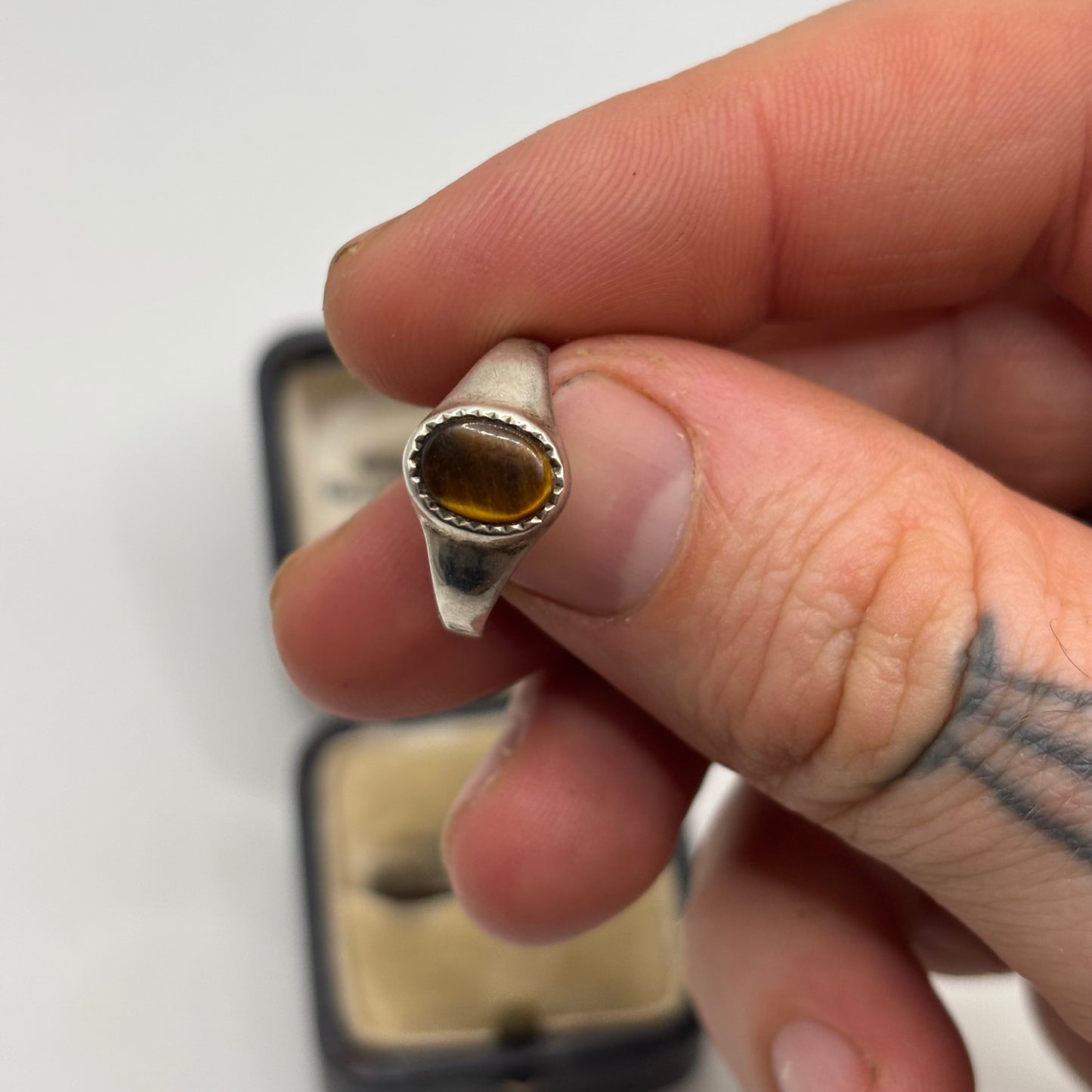 Silver Tigereye Signet Ring (N)