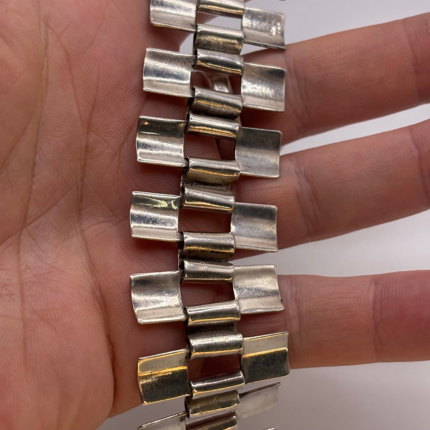 Silver 6.5” Unusual Link Bracelet