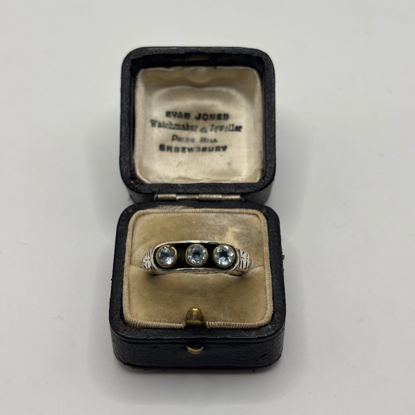 Silver Blue Topaz Unusual Ring (O)