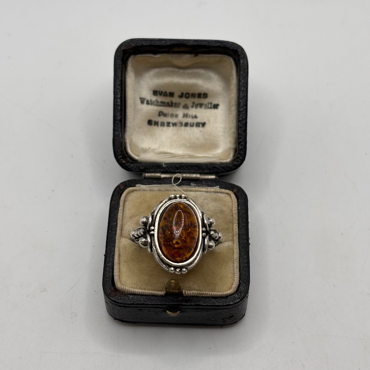 Silver Amber Ring