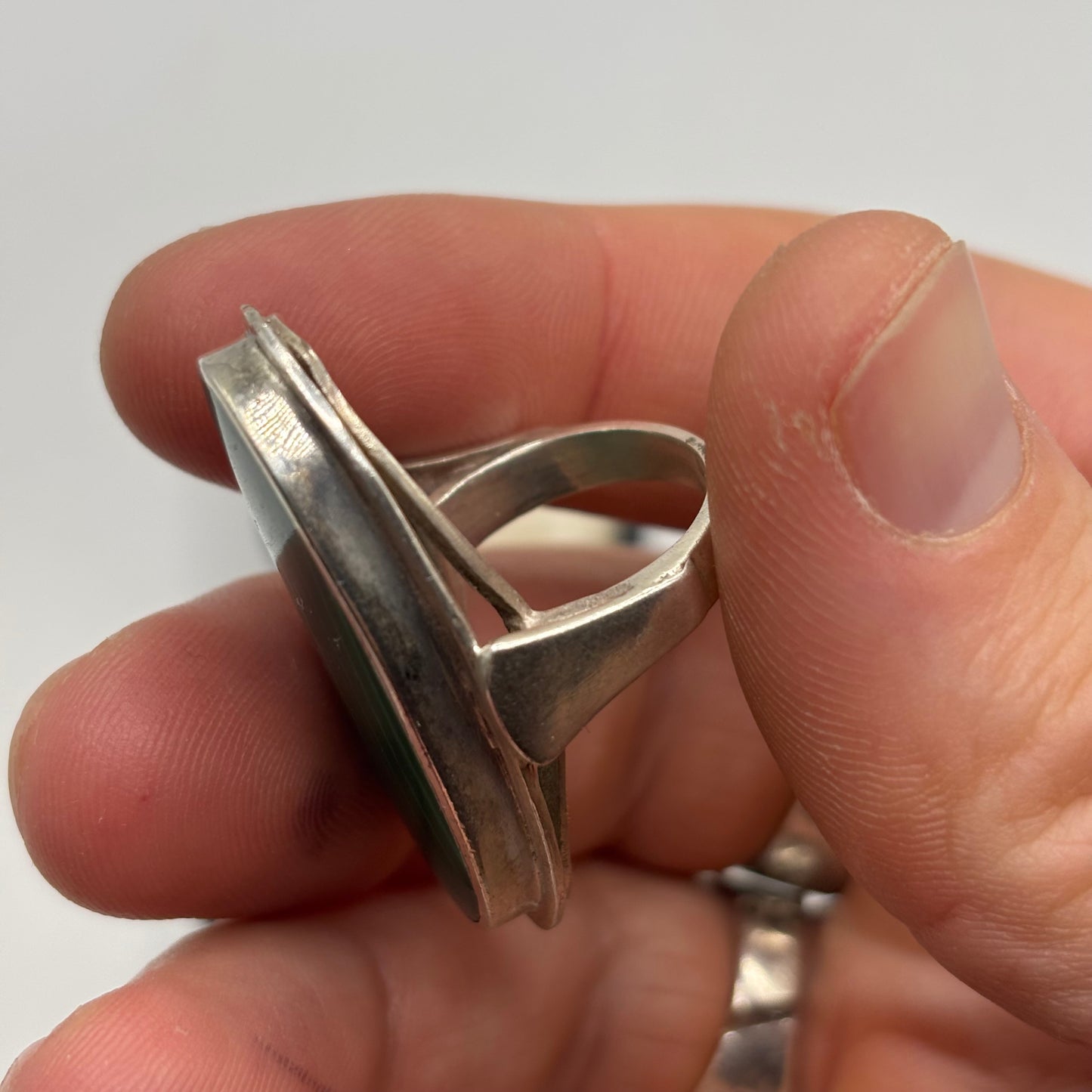 Silver Large Malachite Ring