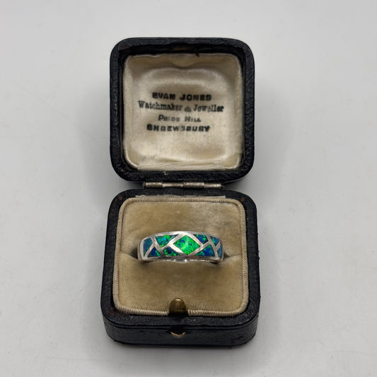 Silver Opal Band Ring
