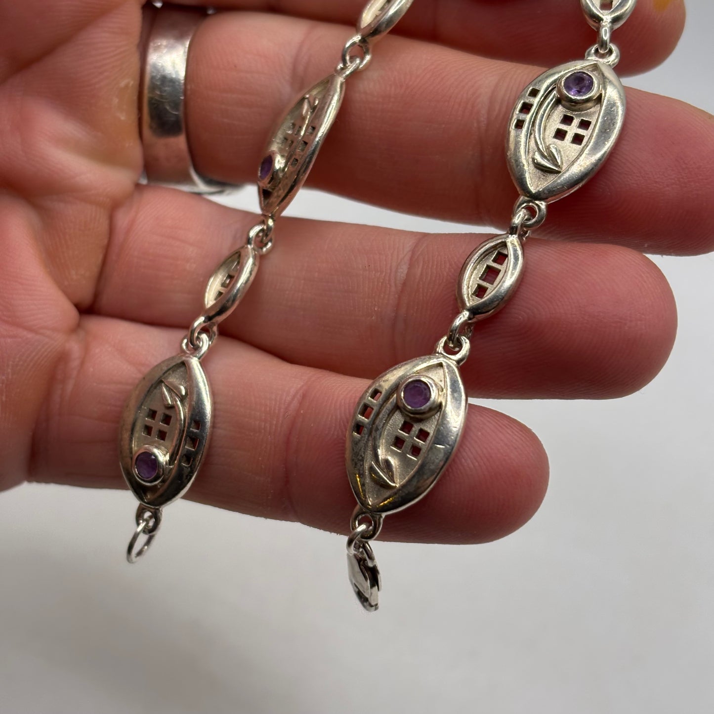 Silver 7” Amethyst Bracelet