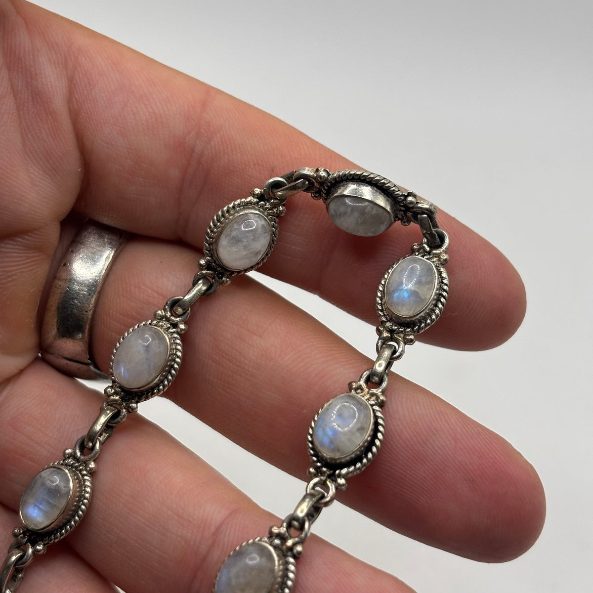 Silver 7”-8” Moonstone Bracelet
