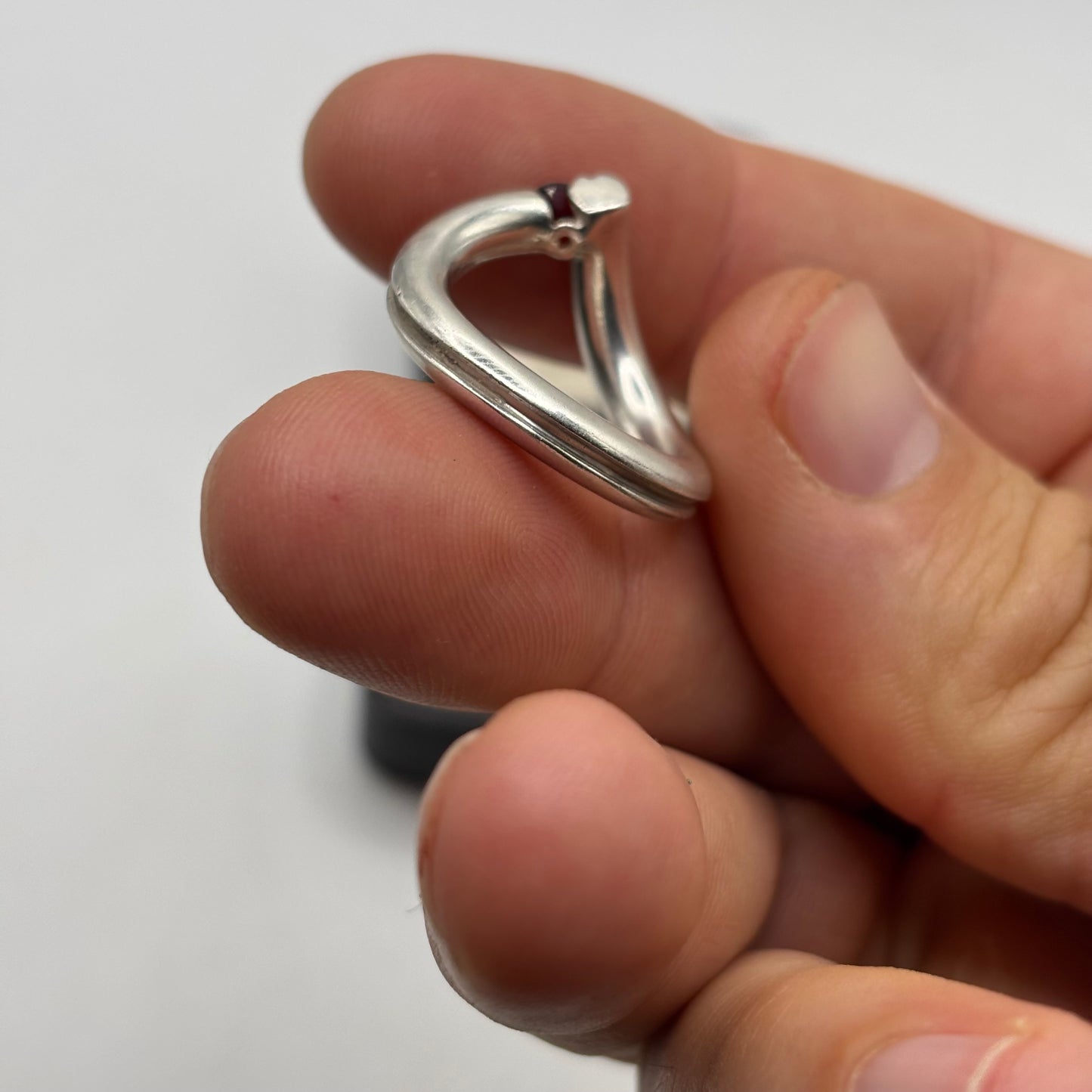 Silver Chunky Garnet Ring