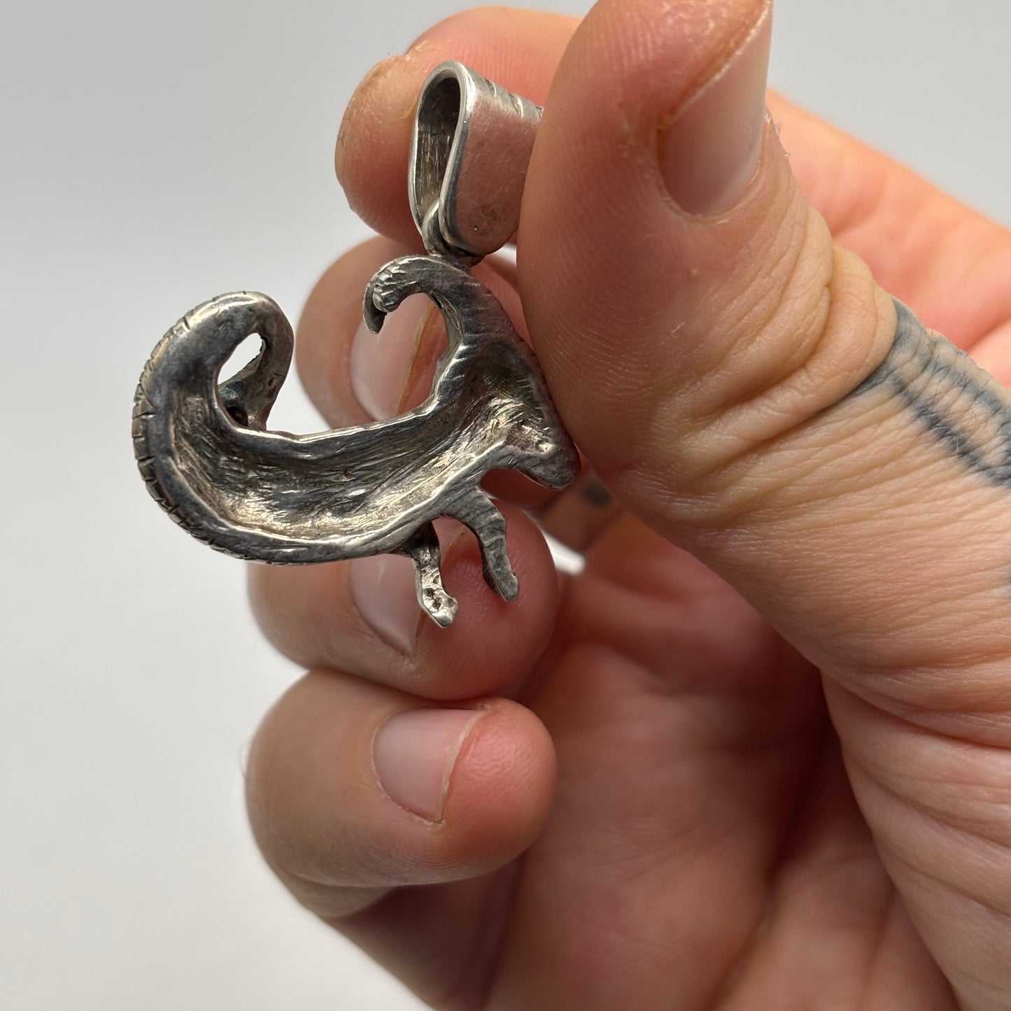 Silver Heavy Capricorn Pendant