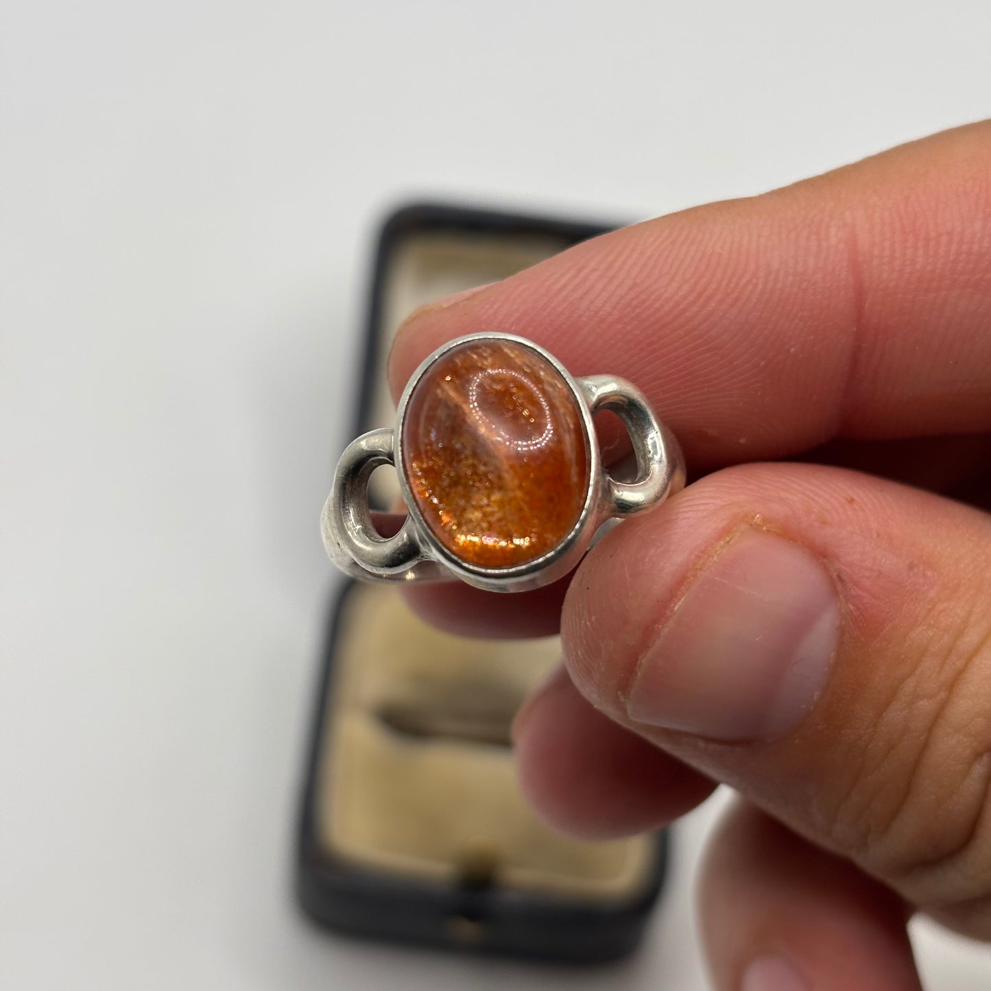 Silver Heavy Goldstone Ring (Q)