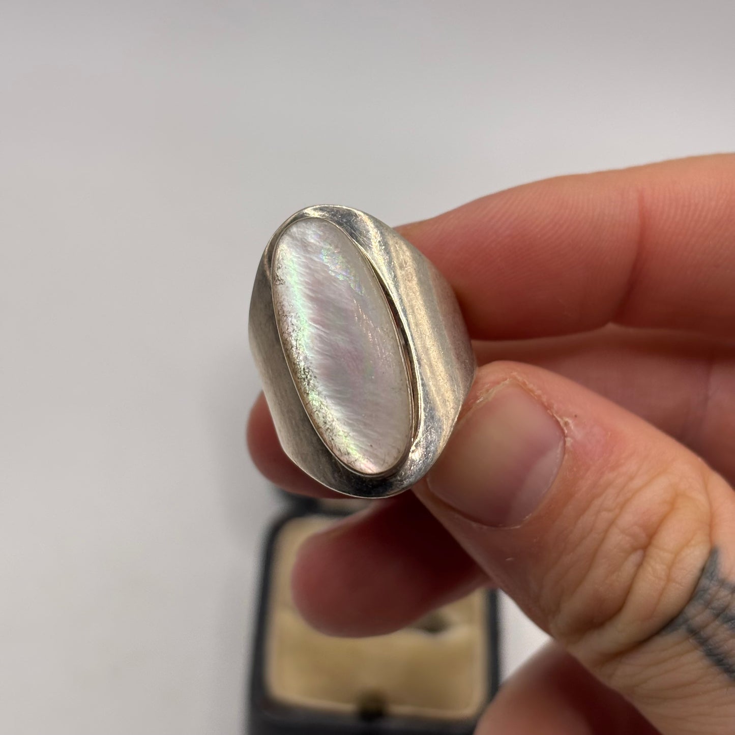 Silver Large Pearl Ring