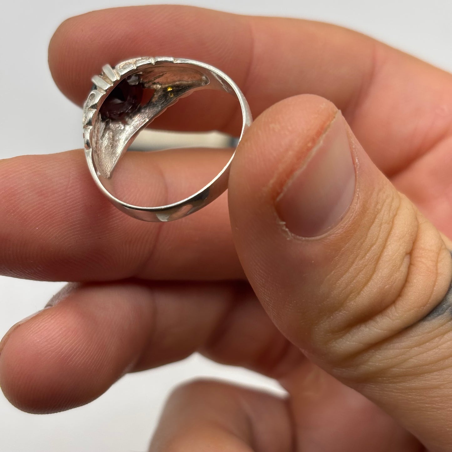 Silver Vintage Garnet Ring