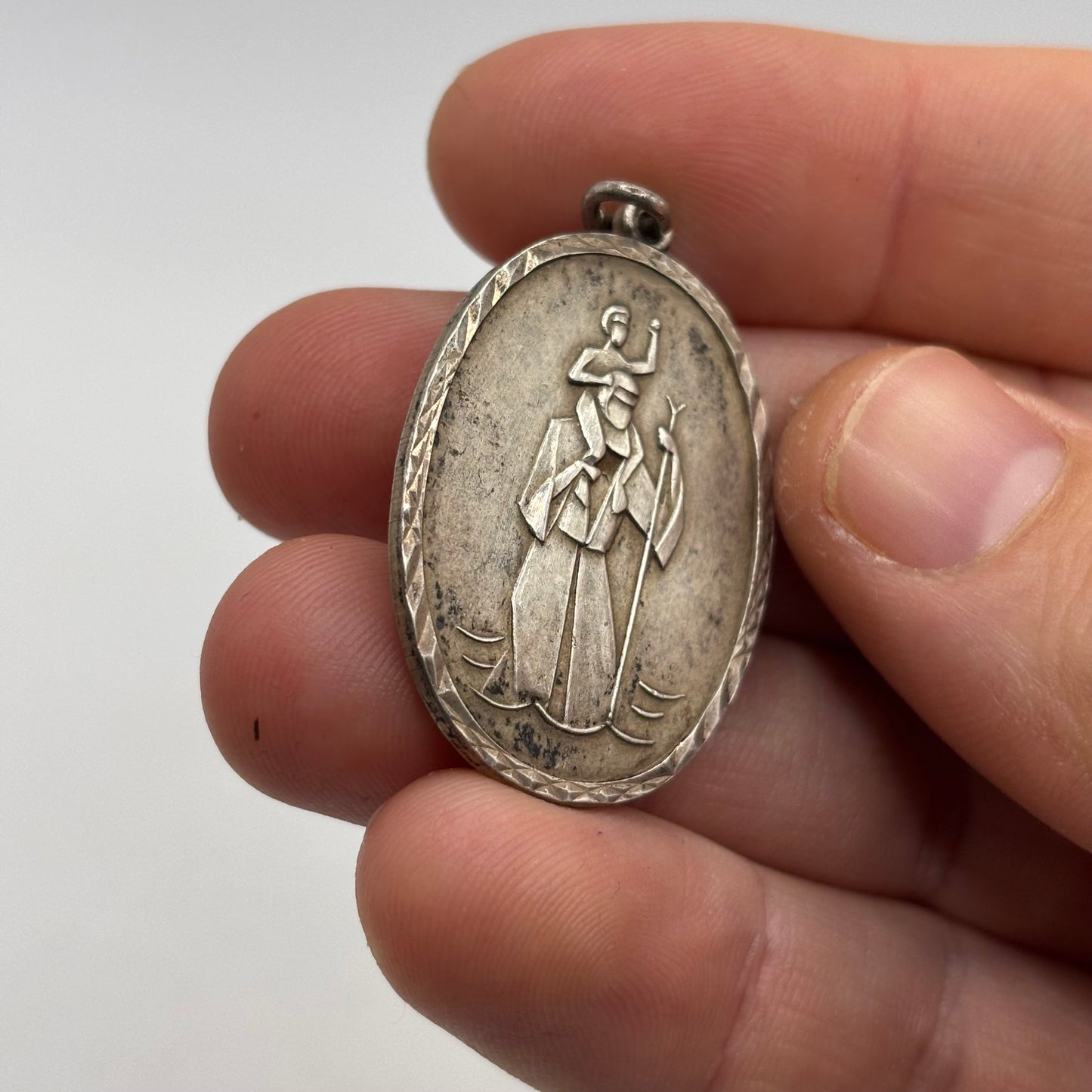 Silver Chunky St Christopher Pendant