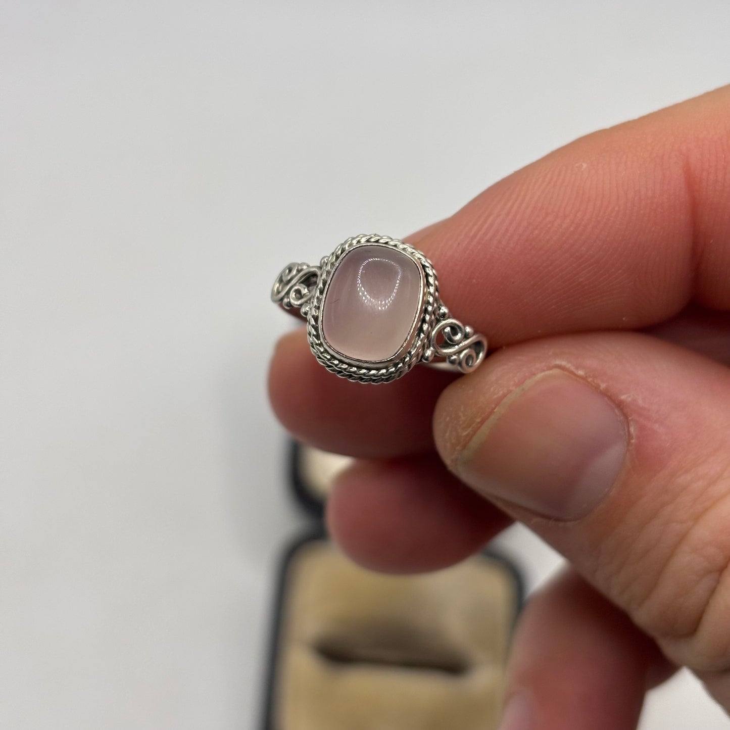 Silver Rose Quartz Ring