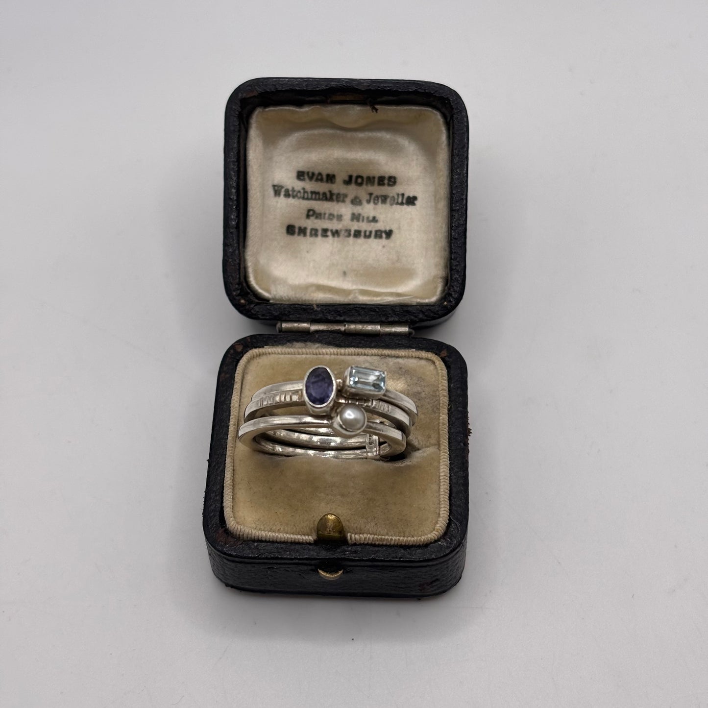 Silver Heavy Mixed Gem Ring (T)