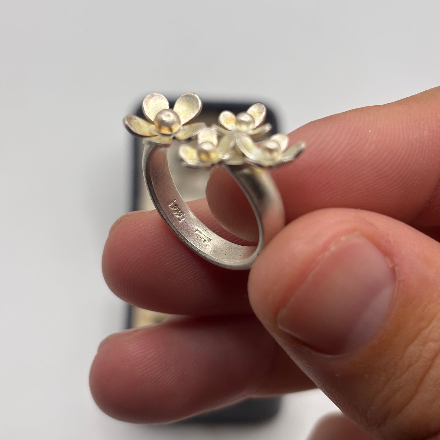 Silver Chunky Flower Ring (N)