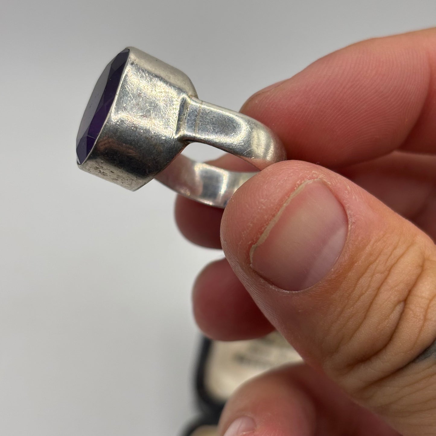 Silver Amethyst Chunky Ring (O)