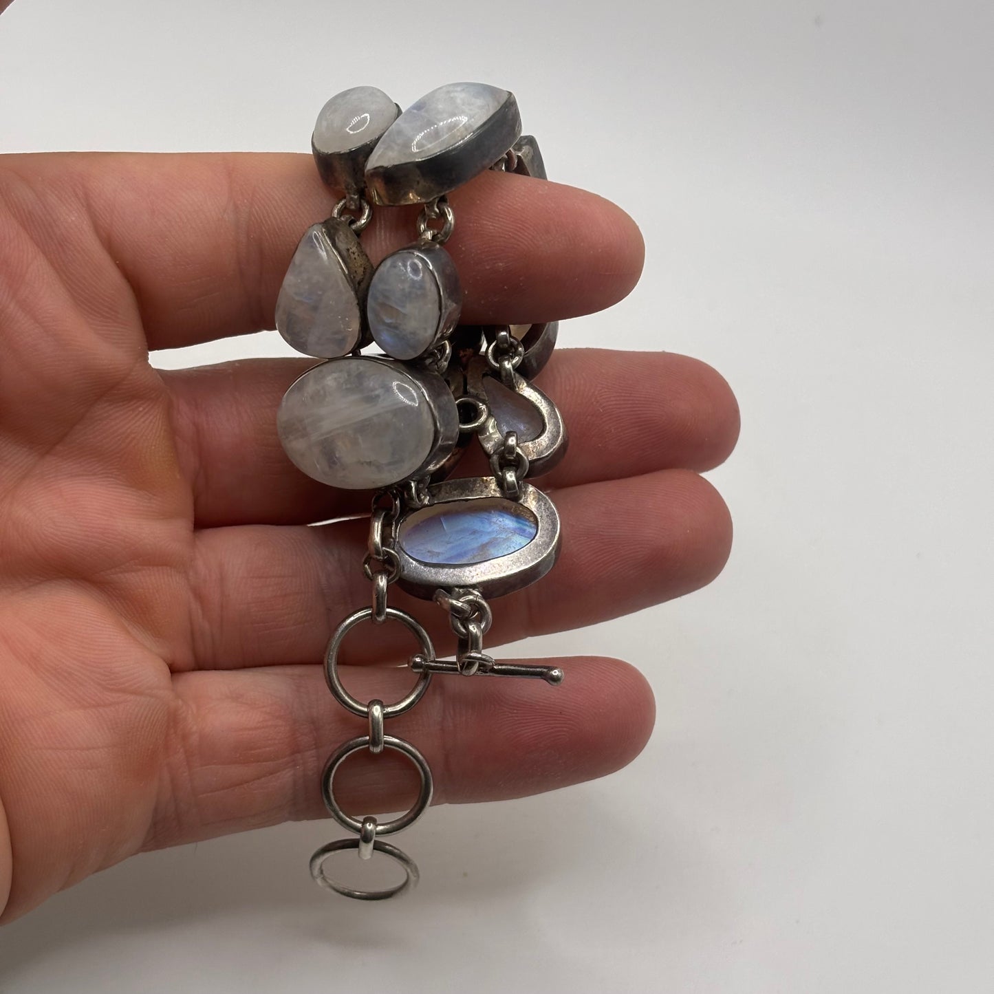 Silver 6”-7.5” Moonstone Bracelet