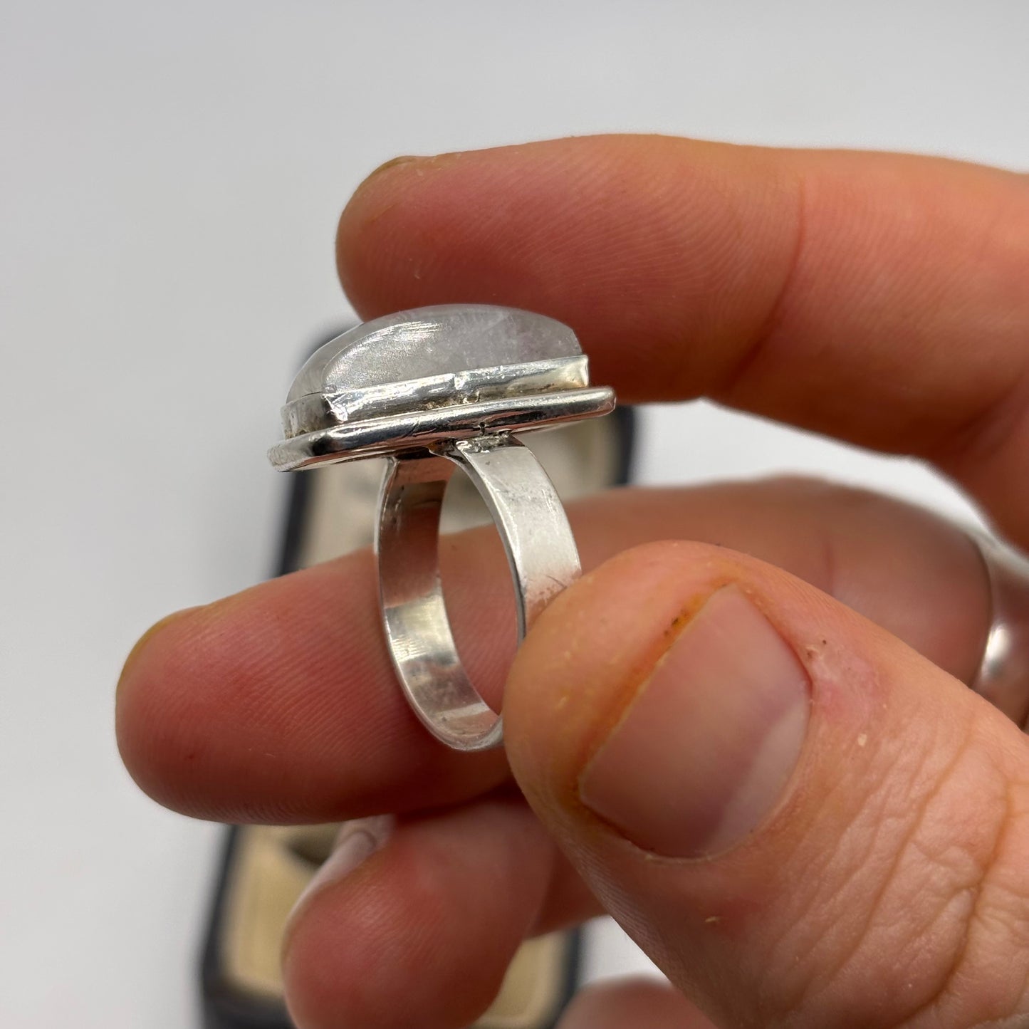 Silver Chunky Moonstone Ring