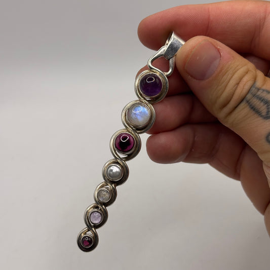 Silver Moonstone Mixed Gem Pendant
