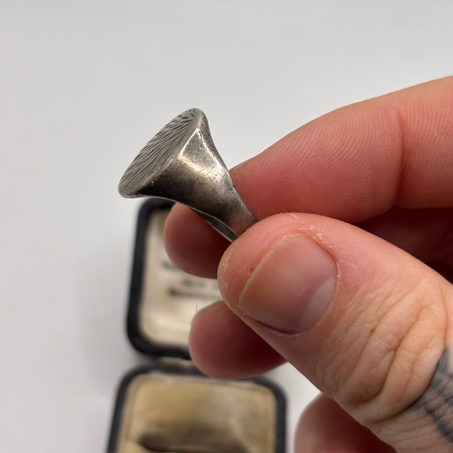 Silver Vintage Heavy Signet Ring (S)