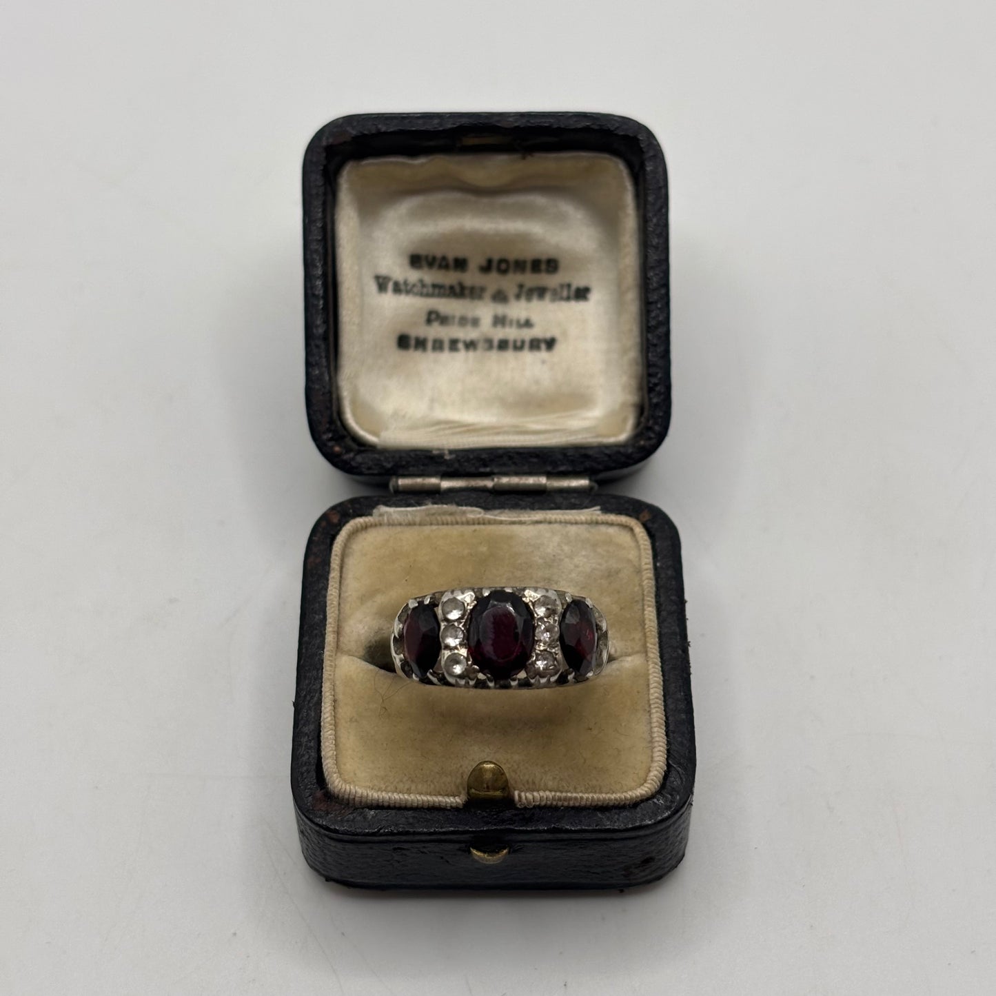 Silver Garnet & CZ Ring