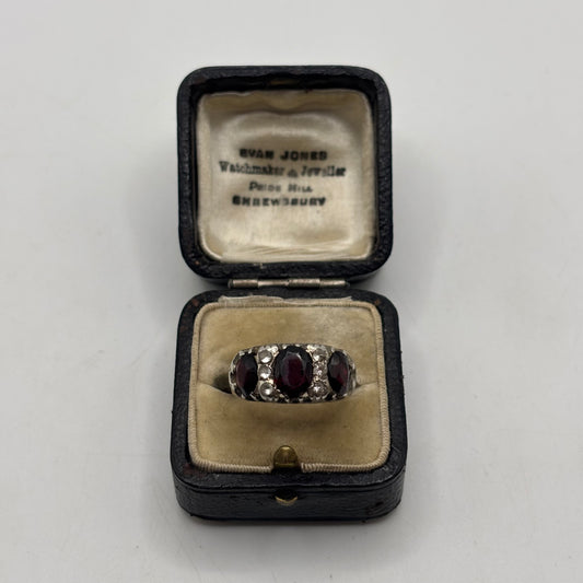 Silver Garnet & CZ Ring