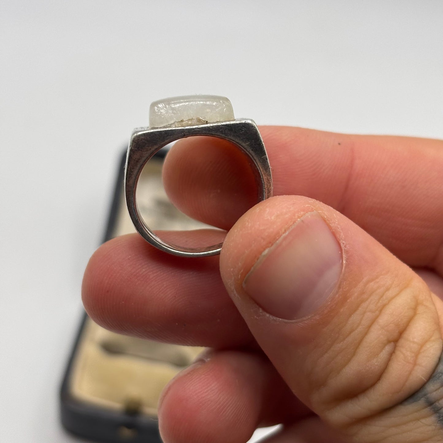Silver Heavy Moonstone Ring