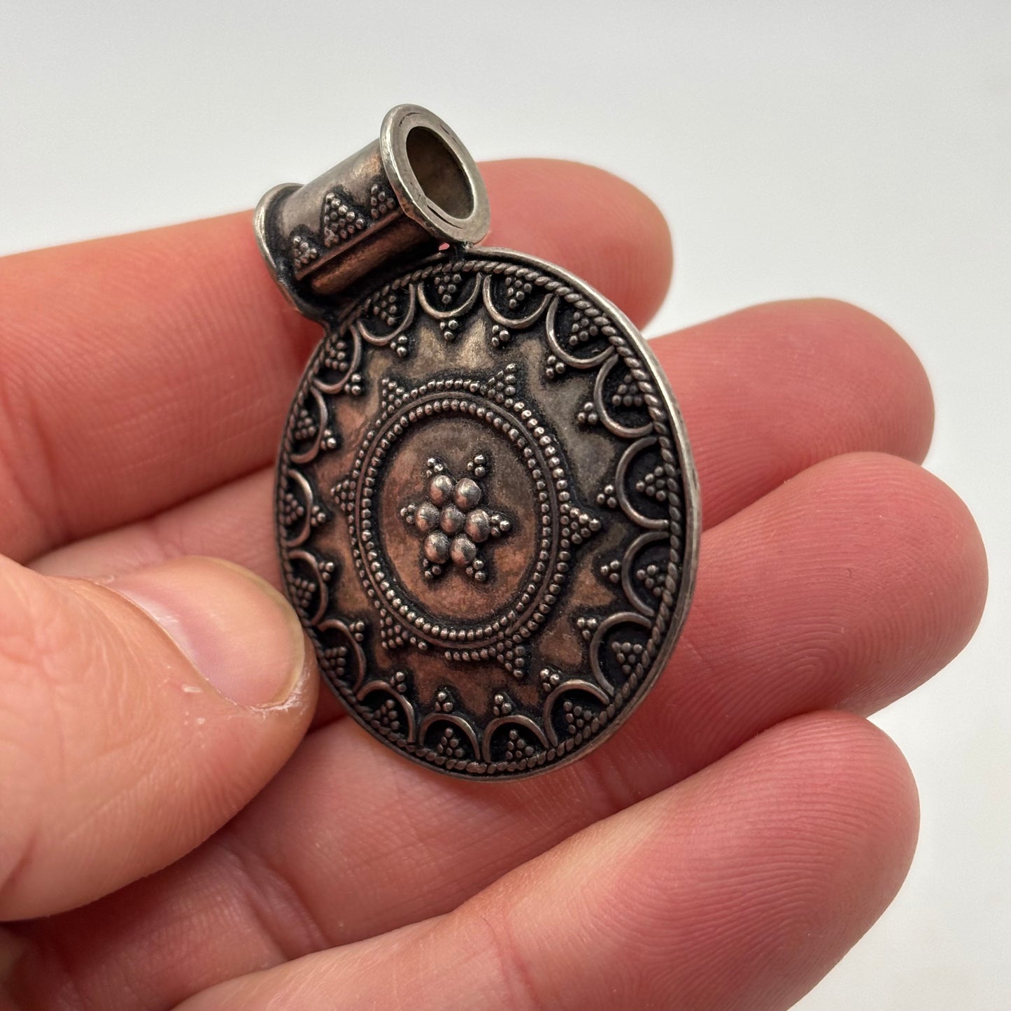 Silver Detailed Circular Pendant