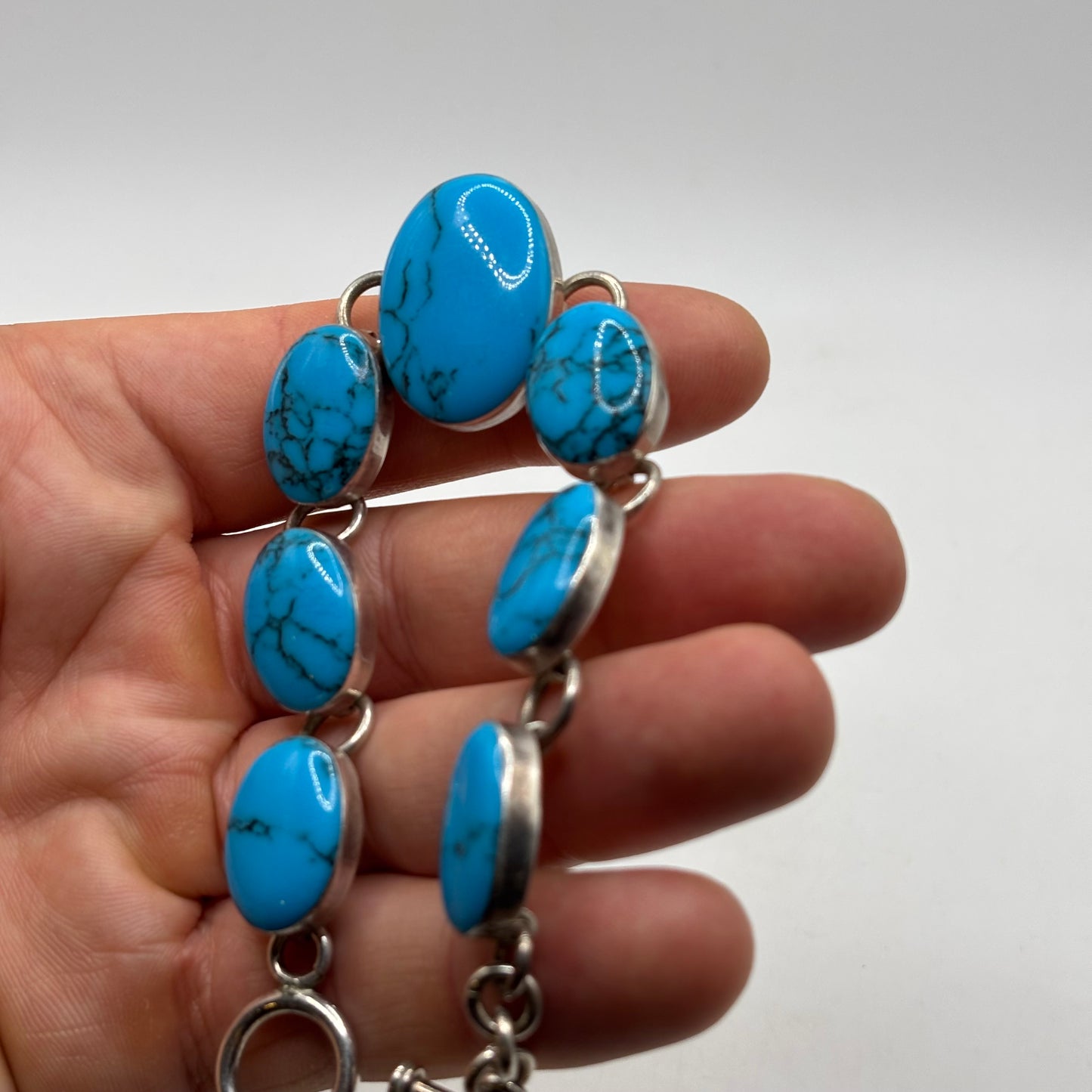 Silver 7.5” Mexican Turquoise Bracelet