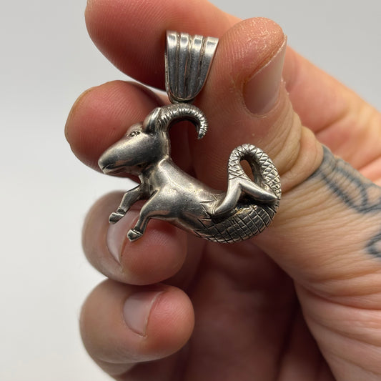 Silver Heavy Capricorn Pendant