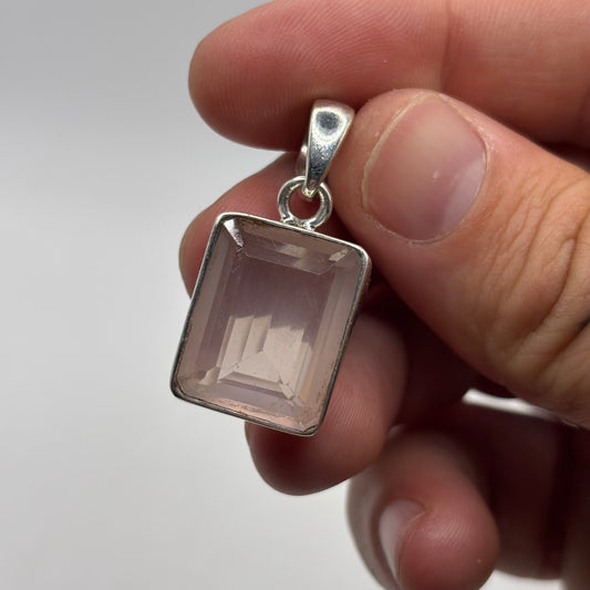 Silver Rose Quartz Pendant