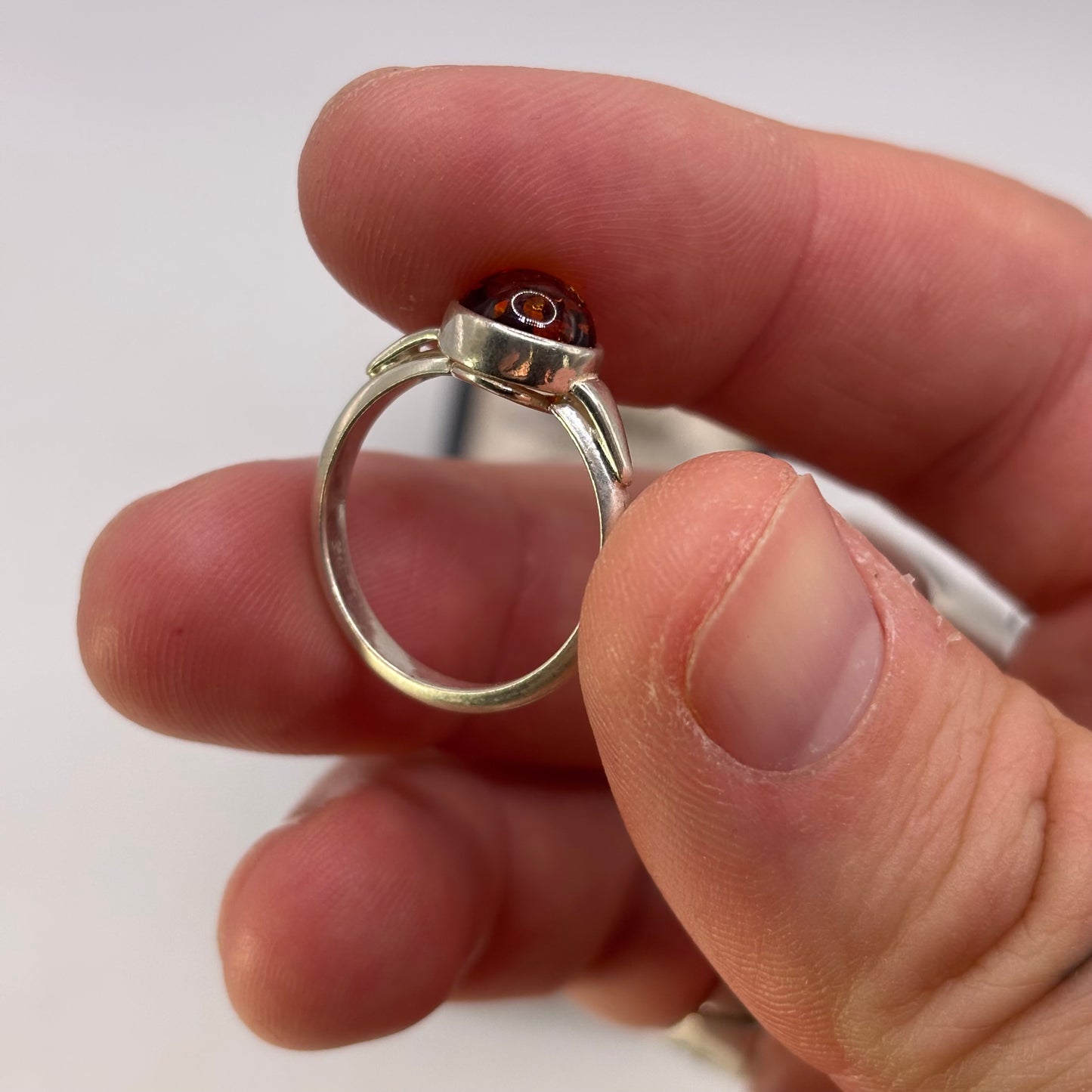 Silver Amber Ring (N)