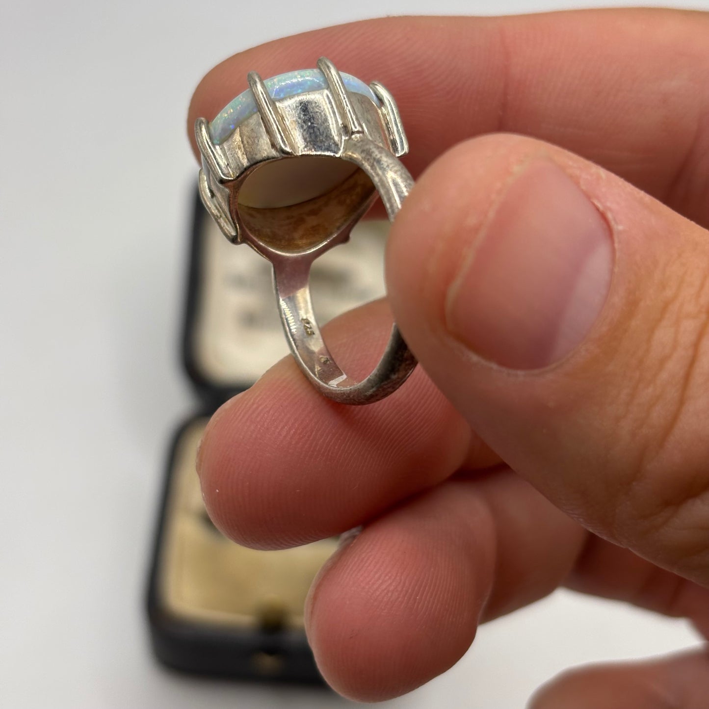 Silver Large Opal Ring (Q)