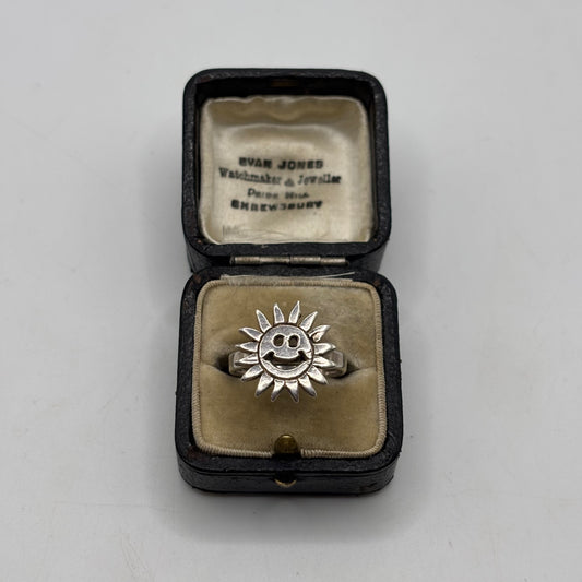 Silver Flower Face Ring