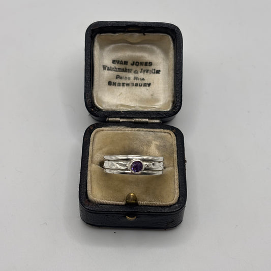 Silver Amethyst Spinner Ring (S)